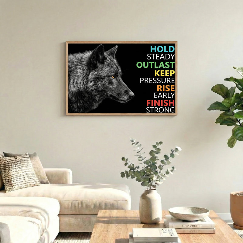 Ensemble d'une toile murale « Loup » (Motivation), H 36 po x l 48 po, Natural