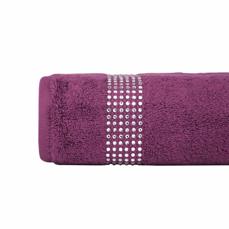 Sparkles Home Stripe Rhinestones Bath Towel | 100% Turkish Cotton Terry Cloth | Machine Washable, Purple