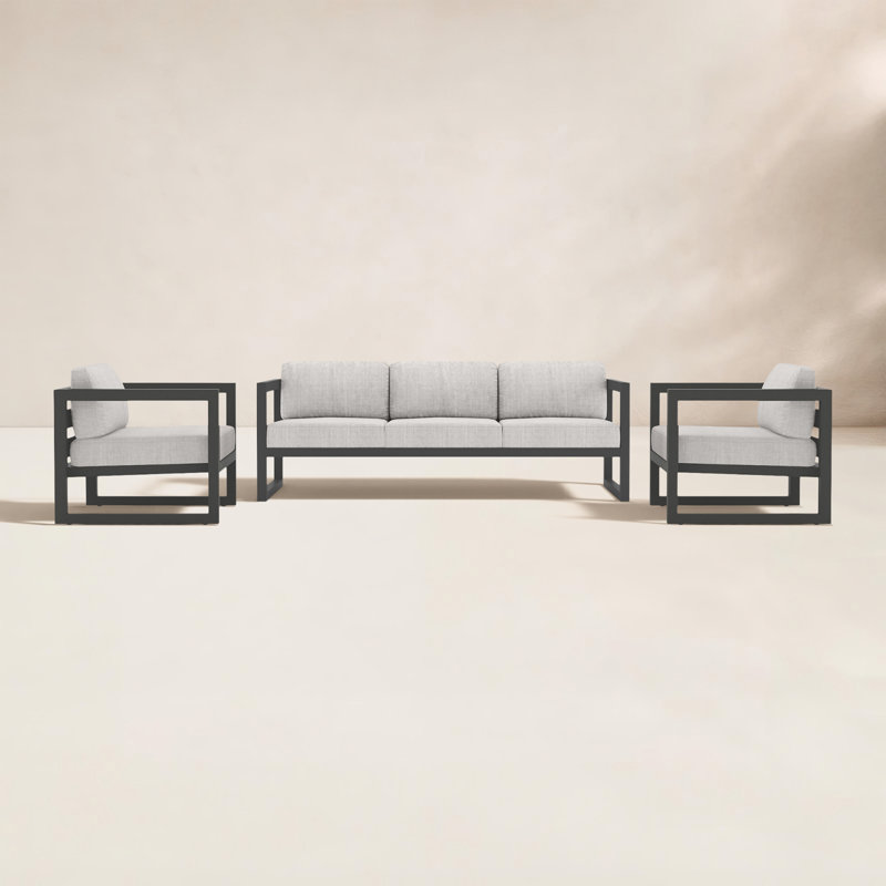 Ensemble de conversation d'extérieur pour 5 personnes avec coussins Avion, Argent coulé Sunbrella®