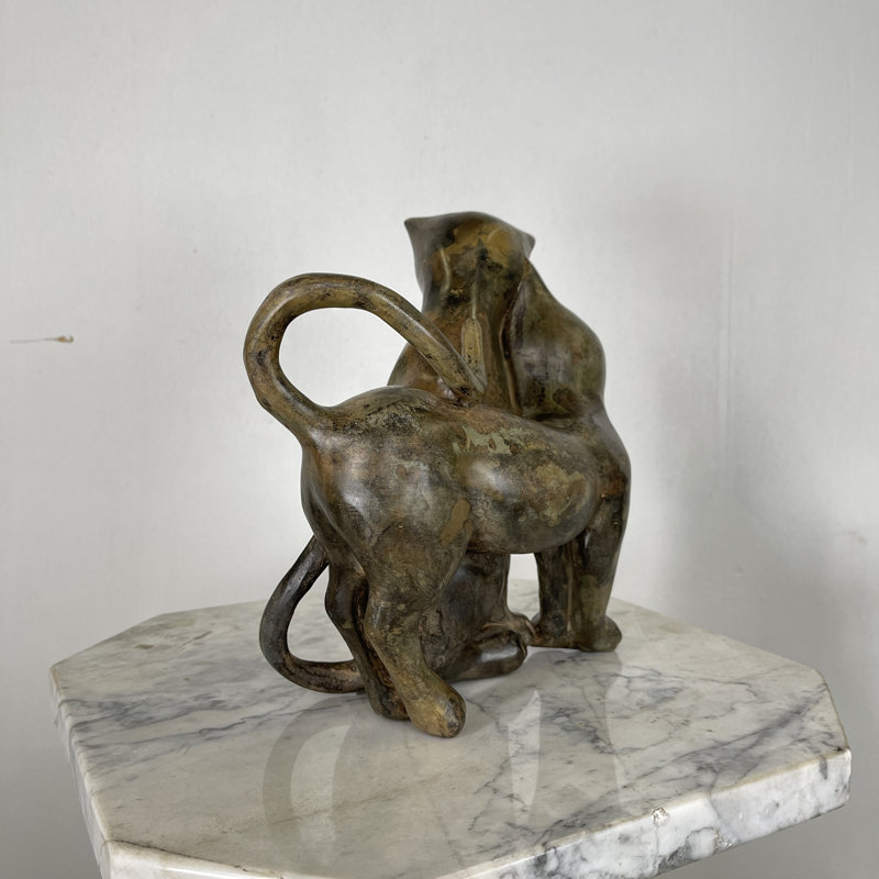 Bronze Double Cats Sculpture