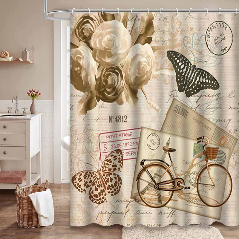 Rideau de douche imperméable avec 12 crochets, L 72 po x l 84 po