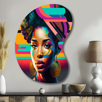 Art coloré de Hip Hop coloré II - forme de flèche afro-américaine - art mural métallique asymétrique