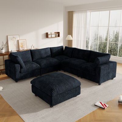 Canapé modulaire 6 pièces avec repose-pieds