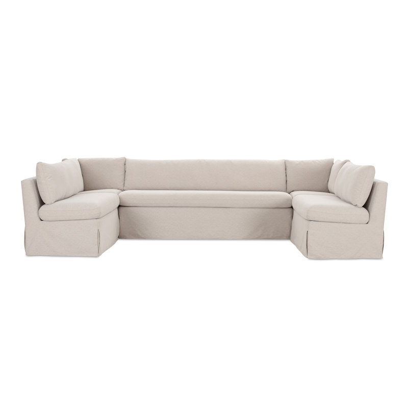 Gusella Slipcover Dining Banquette Beige 121In, 31.75" H x 129" W x 67.5" D, U-Shape