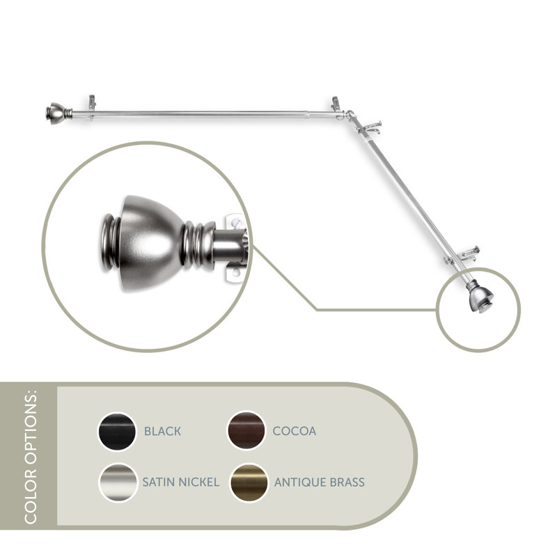 Tringle à rideaux simple Haubstadt, 28 po à 48 po, Nickel satiné