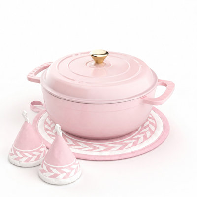 7.5 qt. Cast Iron Round Dutch Oven in Green With Lid