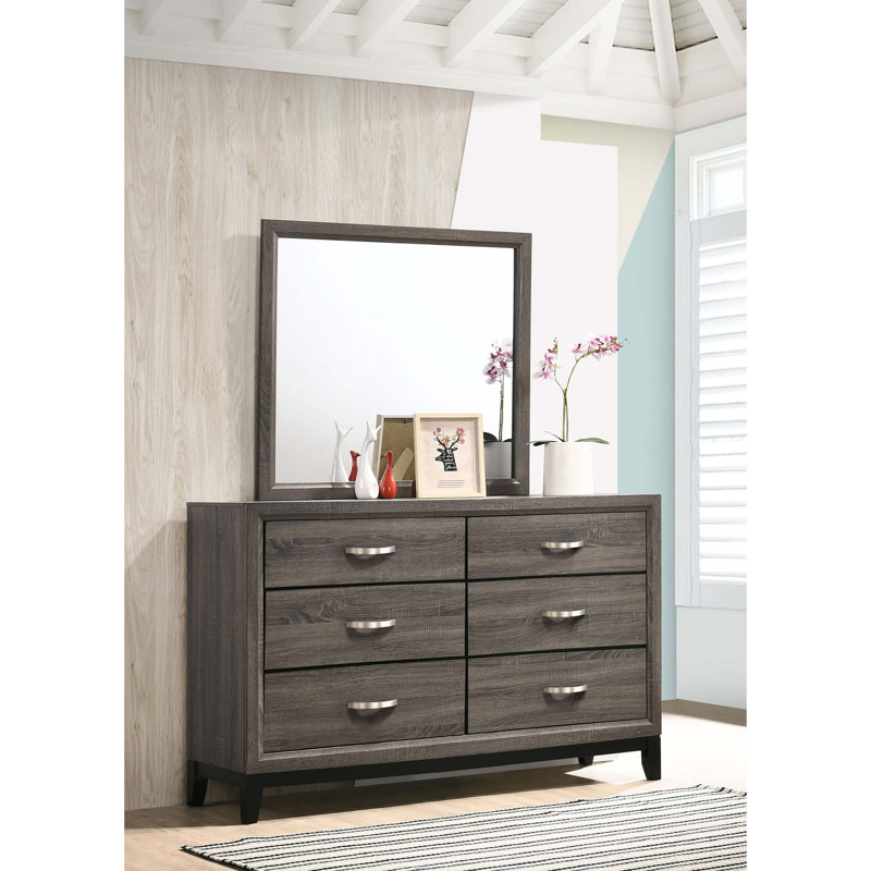 Commode 6 tiroirs peu encombrante avec miroir intégré