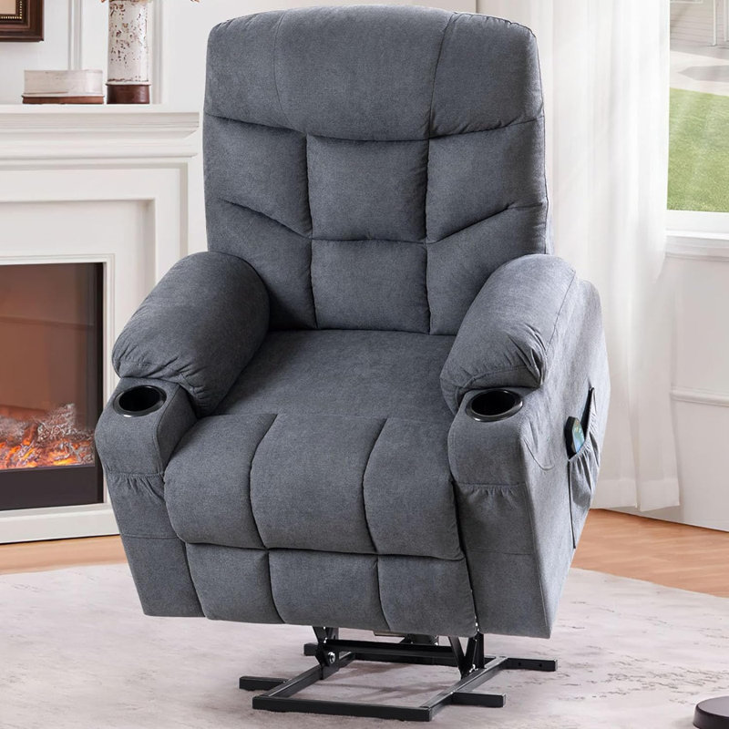 Fauteuil inclinable électrique Power Lift, 100% polyester gris-bleu