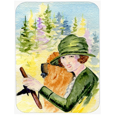 Lady Driving with Her Chow Chow Glass Cutting Board