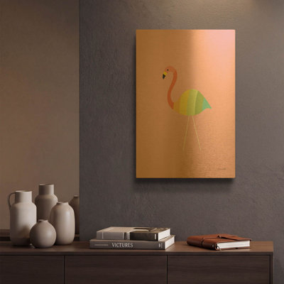 «Flamingo Colors» par Ann Kelle, art mural en métal doré, 12 po x 16 po