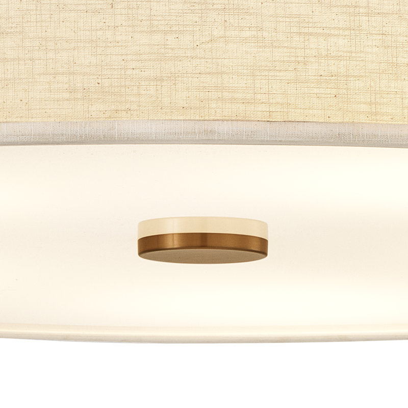 Textile - Luminaire suspendu cylindrique à profil bas DEL Genova - l 48 po x H 9,75 po - Lin crème, L 48 po x H 9,75 po