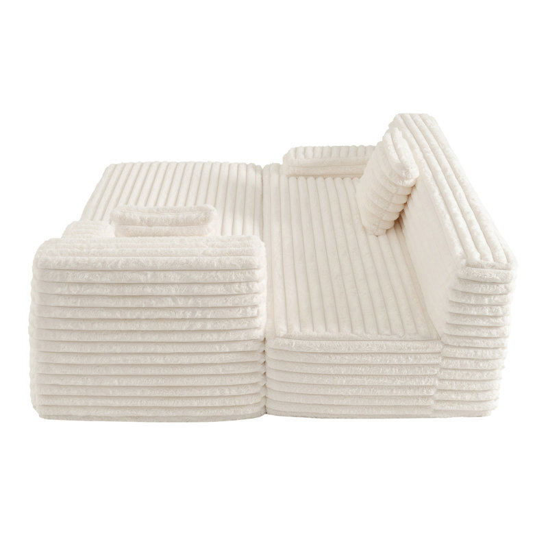 Canapé modulaire 110 po Cloud, Fausse fourrure beige
