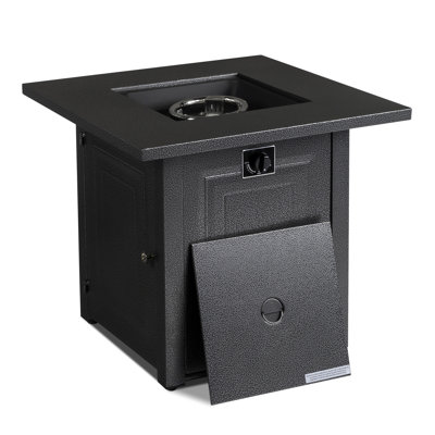 Egor Square Stainless Steel Propane Fire Pit Table with Lid