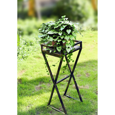 Support pour plantes de 90 cm avec dalle de pierre grise dégradée, 35,5 cm L x l x 80,5 cm H. Pieds multicolores, largeur du produit : 35,8 cm.