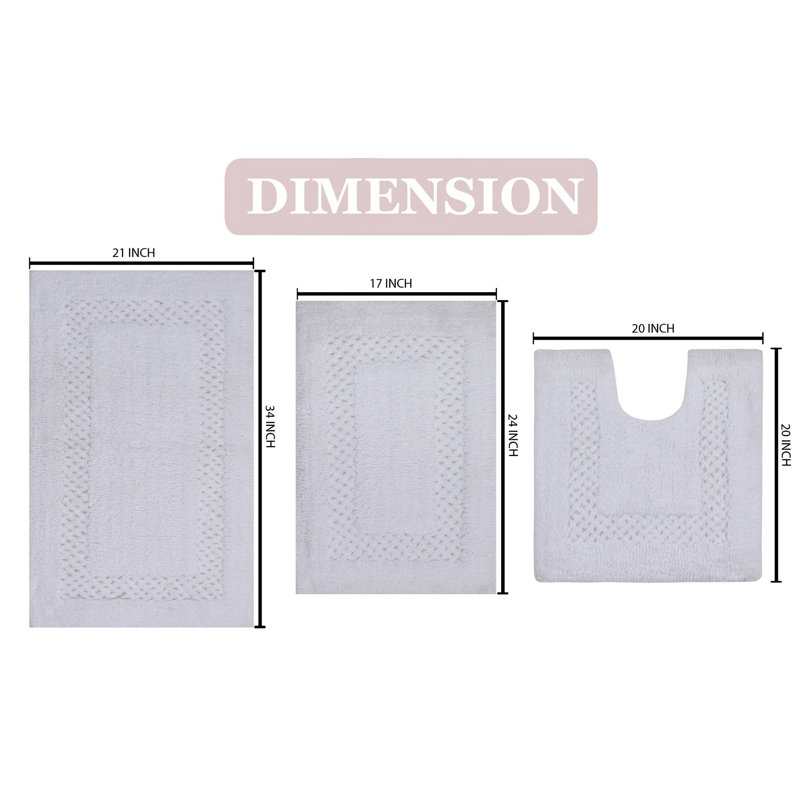 Antigone Classy Absorbent Cotton Soft 3 Piece Bath Set, White