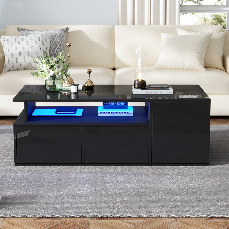 Coffee Table with Storage, Black