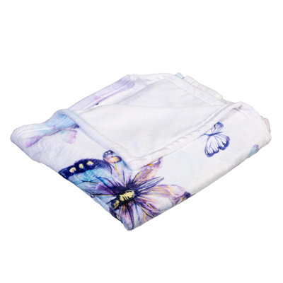 Couverture en peluche à motif de papillons, L 60 po x l 50 po
