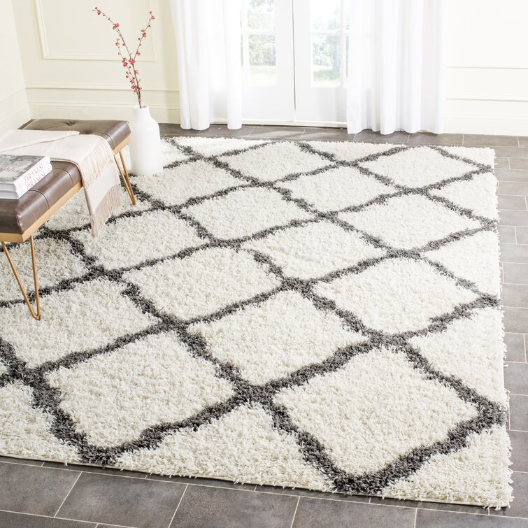 House of Hampton® Alonnah Flatweave Performance Dark Gray/Ivory