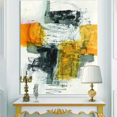 " Abstract Composition Af Glamorous Yellow And Black " Painting Print