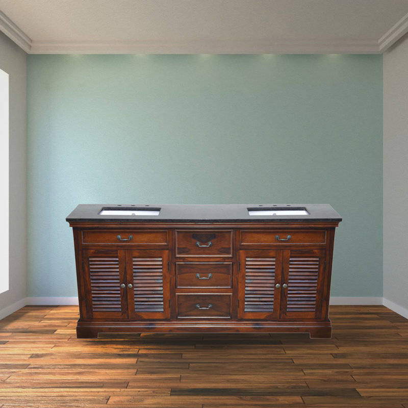 Ensemble de meuble-lavabo double 72 po Flannagan, Teck naturel