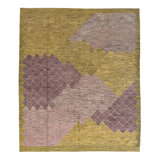 Purple Green Vintage Flatweave Rug - 8'7"" x 10'4""