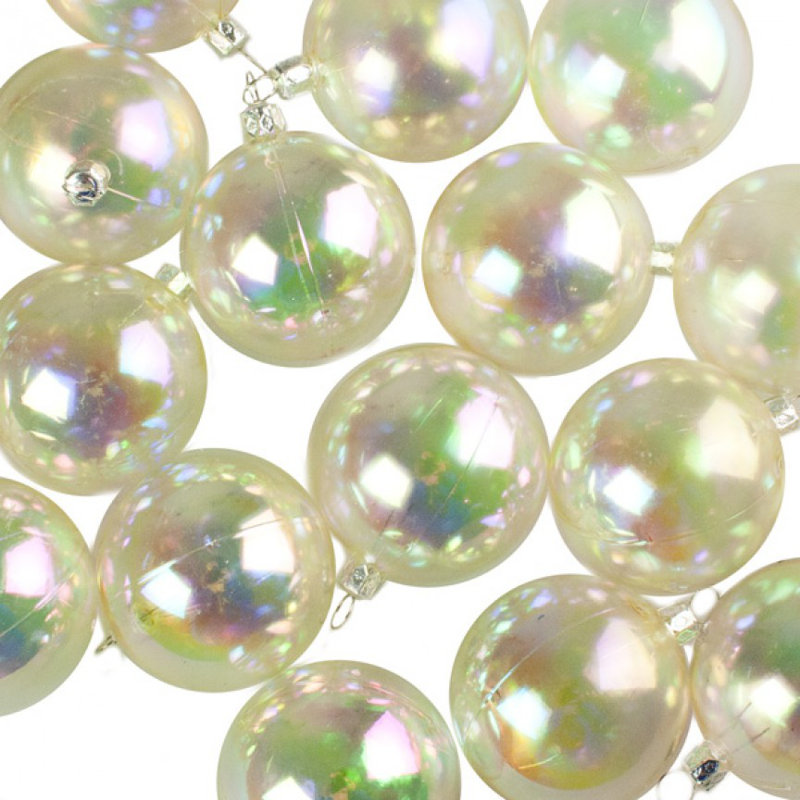 Ball Ornament, 4cm H x 4cm W x 4cm D, Clear Iridescent Shiny