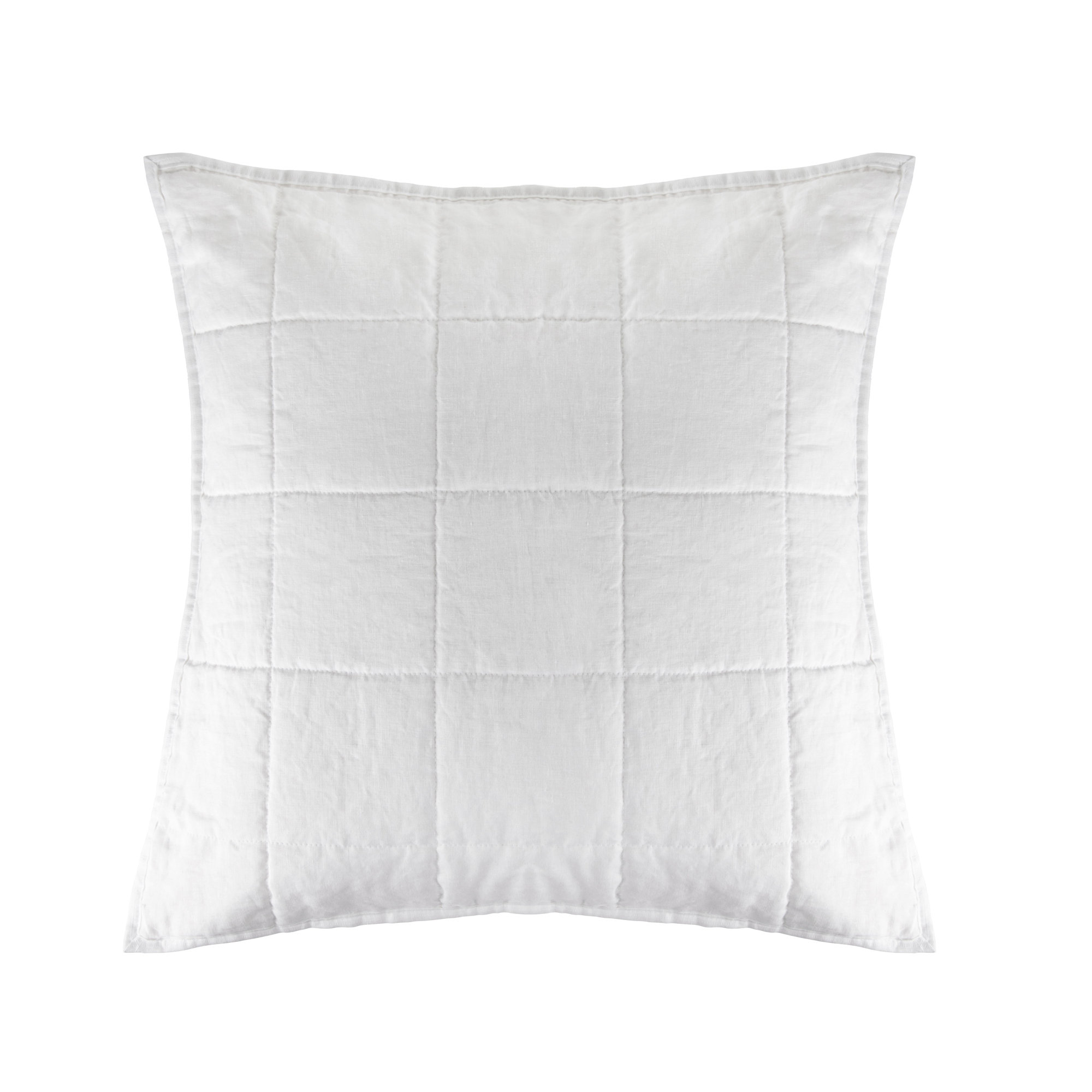 French Linen Box Stitch Quilted Euro Sham, White