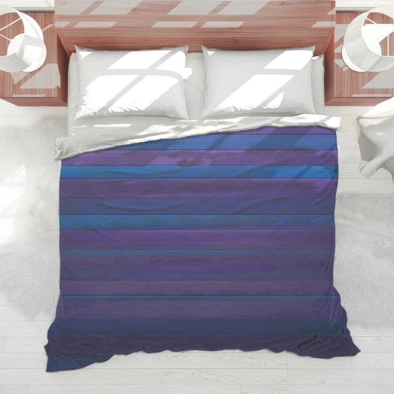 Édredon à rayures bleues et mauves, Lit simple