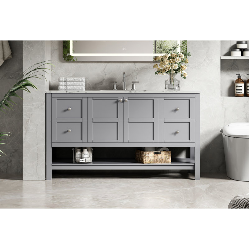 Elena 54 inch Single Bathroom Vanity, Gray