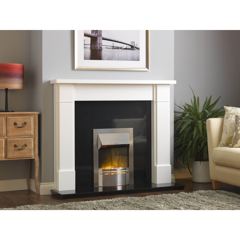 Dimplex Dakota Optiflame Electric Inset fire with White Pebble Fuel Bed, 46.3cm W, Stainless