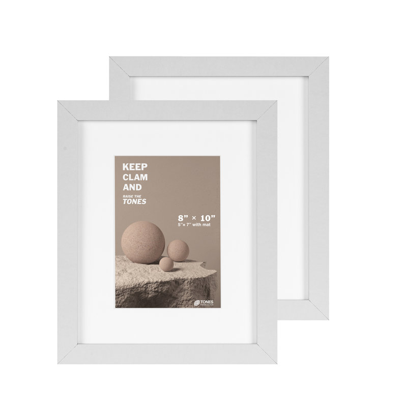 Cadre photo simple en bois doré, Blanc, 8" x 10", 2