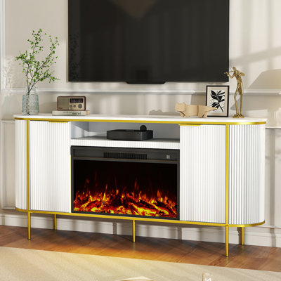 Meuble télé 70 po avec foyer électrique 70 po pour téléviseur, console de télévision et centre de divertissement avec rangement de 70 po