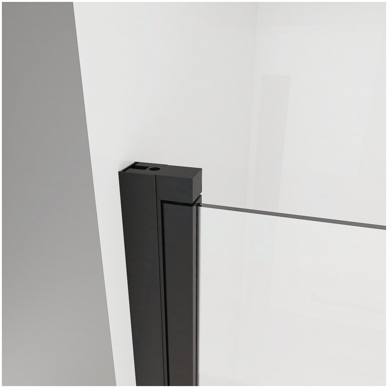 32" x 72" Semi-Frameless Pivot Shower Door, 1/4" Tempered Glass, Adjustable Width, Reversible Installation, Matte Black