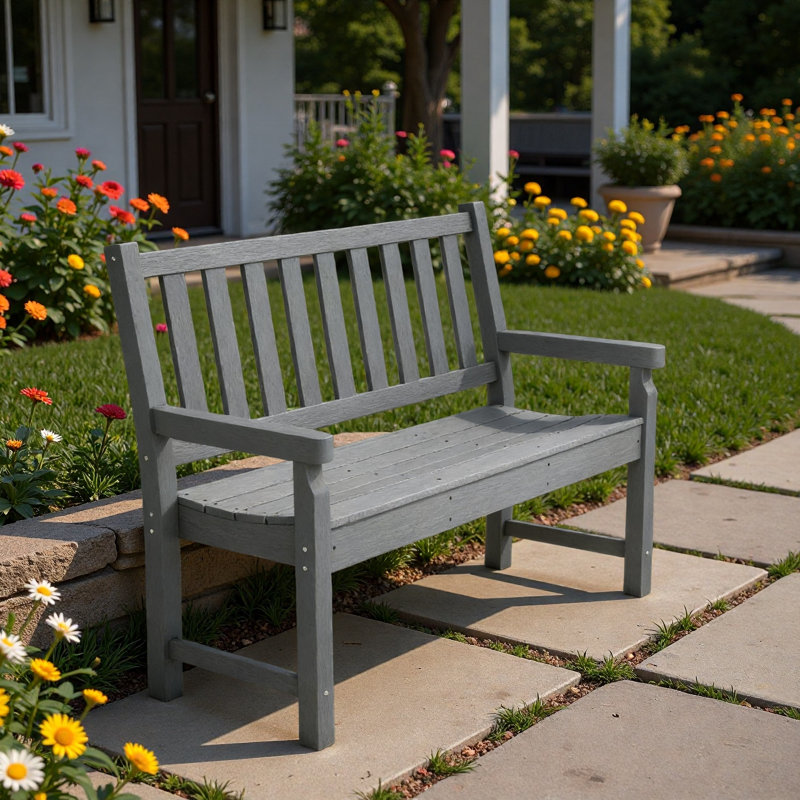 Banc de parc, banc de véranda pour 2 personnes, banc d'extérieur, siège courbé, Gris
