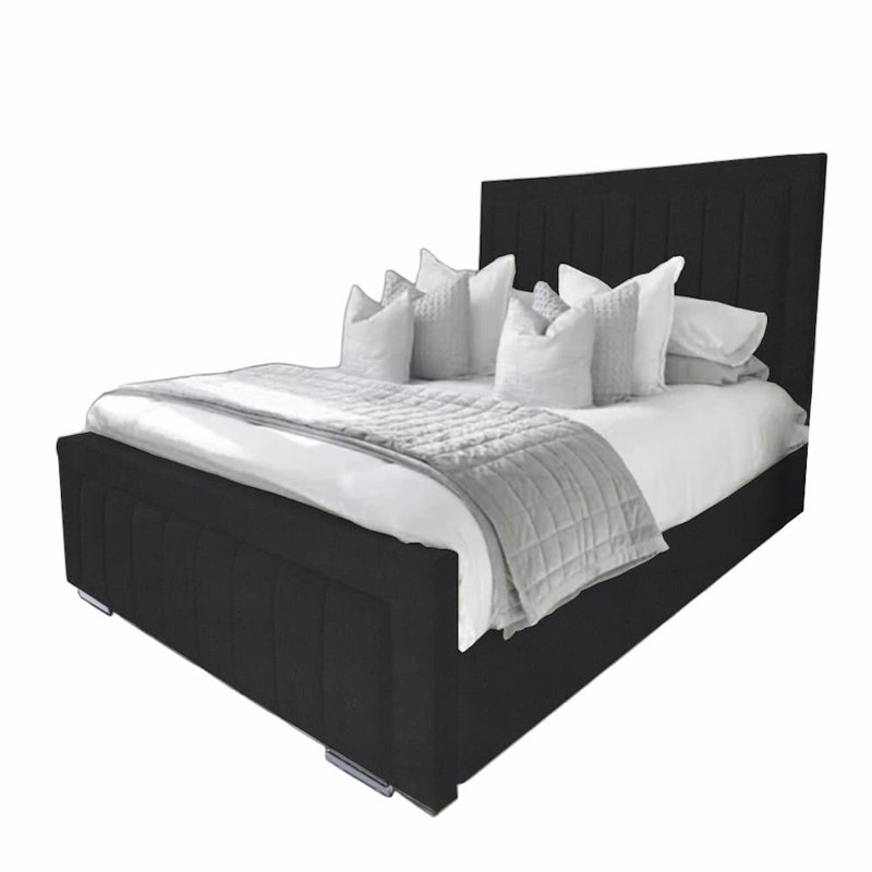 Abianna Upholstered Bed, Black, Kingsize (5')