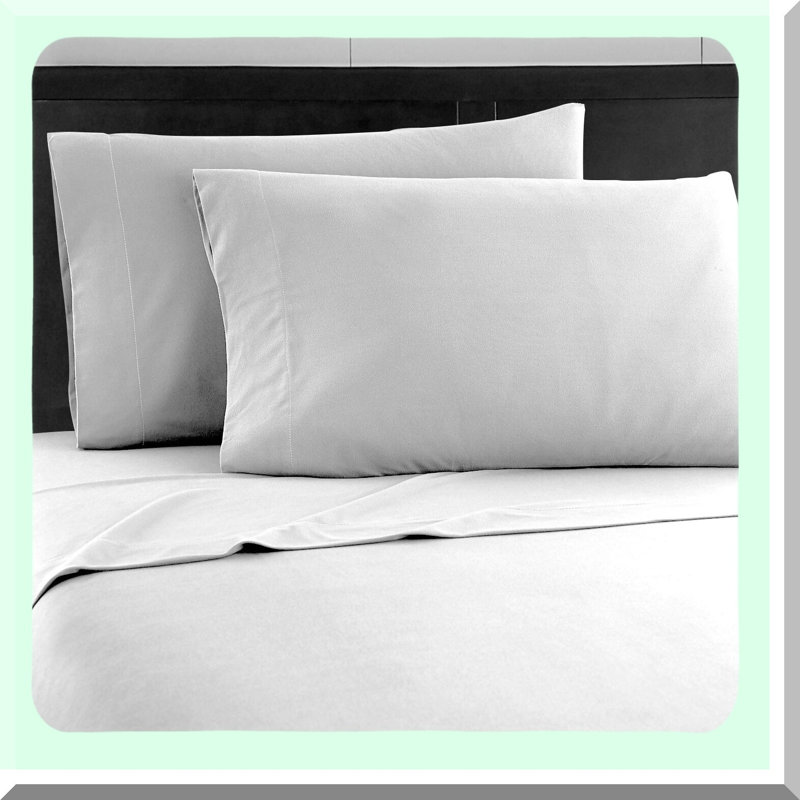 Luxury Linens 4-Piece Bed Sheet Set - Deep Pocket Fitted Sheet, Flat Sheet, Pillow Cases - Light Gray - Soft Microfiber - Wrinkle Resistant - Hypoallergenic - Queen Size
