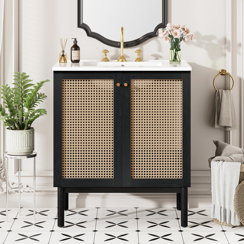Meuble-lavabo de 30 pouces fabriqué à partir de matériaux naturels