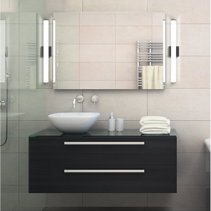 Éclairage pour meuble-lavabo rond 27W Stepridge, Noir mat, H 2,5 po x l 30 po x P 2,5 po