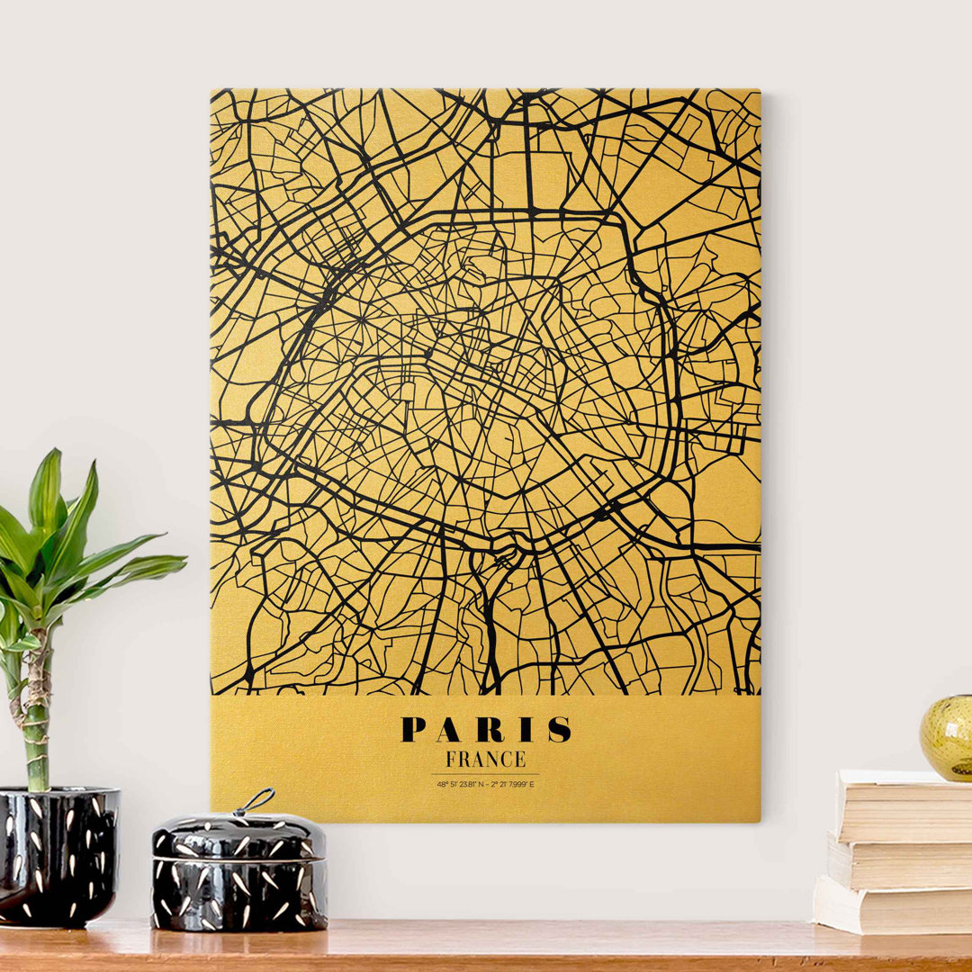 Leinwandbild Stadtplan Paris - Klassik