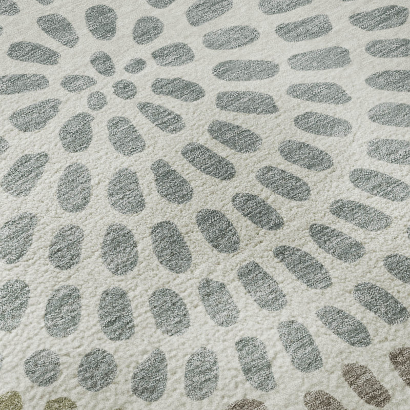 Tapis géométrique lavable à la machine de qualité supérieure Mayfield AMF2492, 1'8" x 2'6", Ivoire ivoire