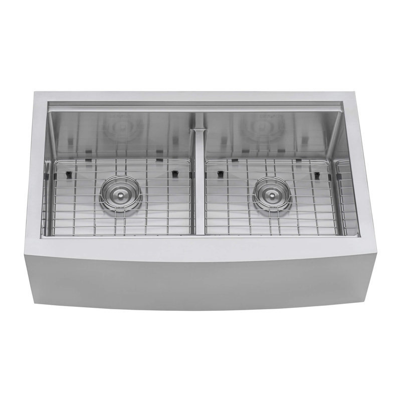 Verona 36" L x 21" W Double Basin Farmhouse/Apron Kitchen Sink