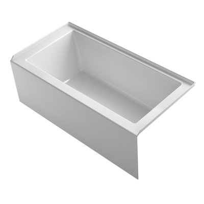 Underscore® 60" x 30" Rectangular Alcove Soaking Bathtub with Slotted Overflow and Integral Apron