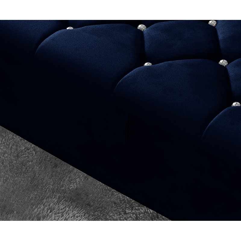 Alax 102cm Wide Rectangle Geometric Standard Ottoman with Storage, Royal Blue
