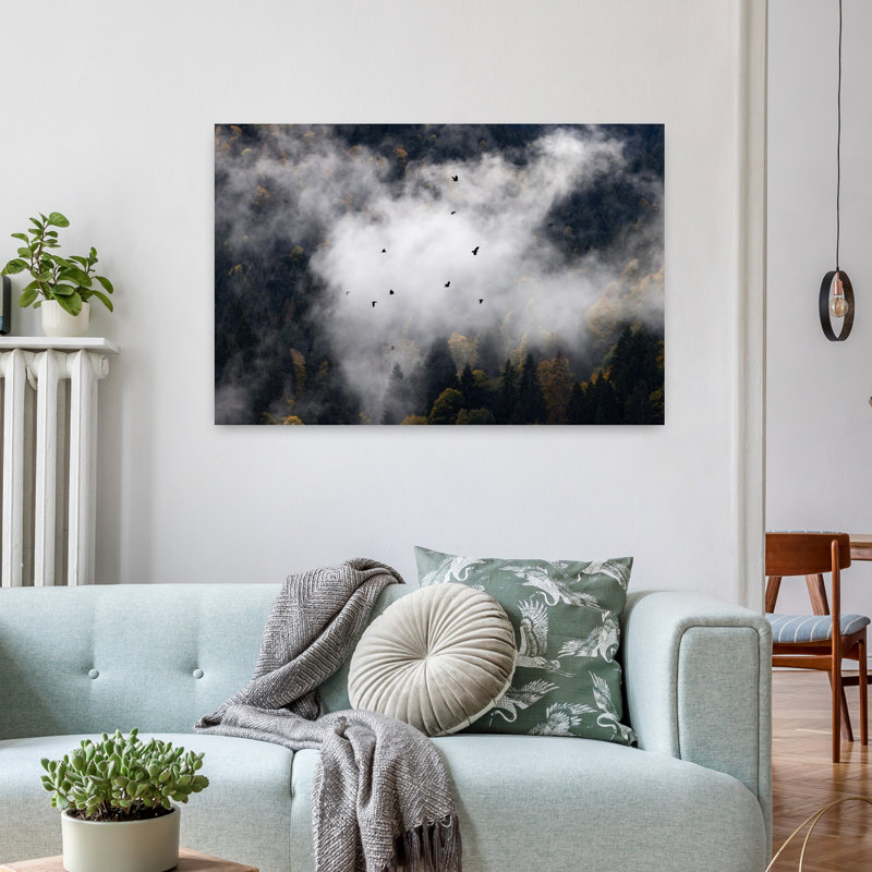 Art contemporain abstrait oiseau automne, H 24 po x l 36 po