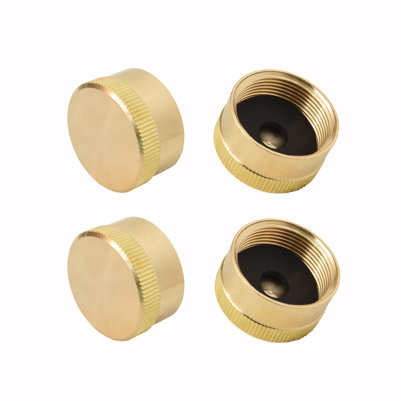 Flame King 4-Pc Universal Solid Brass Caps for 1LB Propane Bottle Gas Tank Cylinders
