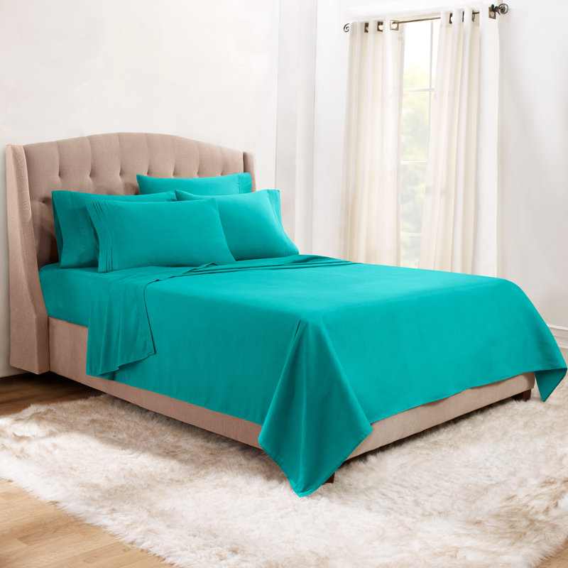 Microfiber Sheet Set, Teal, King Sheet Set + 1 Fitted Sheet + 4 Pillowcases