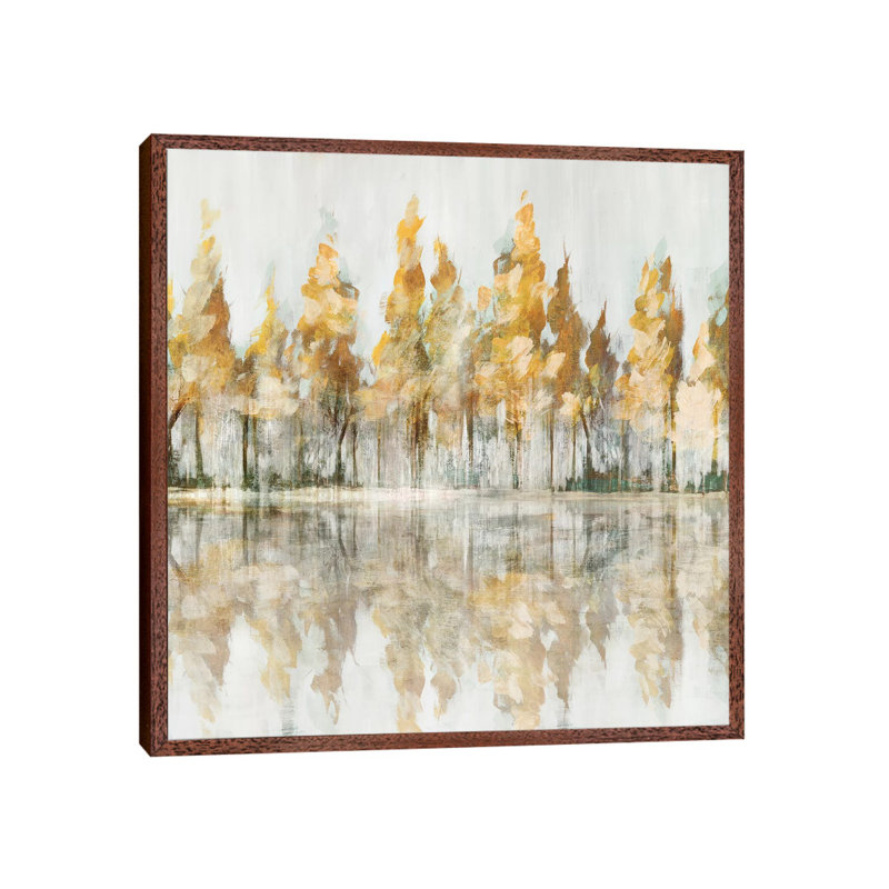 Across the Narrow Lake 1 Piece Wall Art on Canvas, 93.98 cm H x 93.98 cm W, Classic Brown Wood Framed