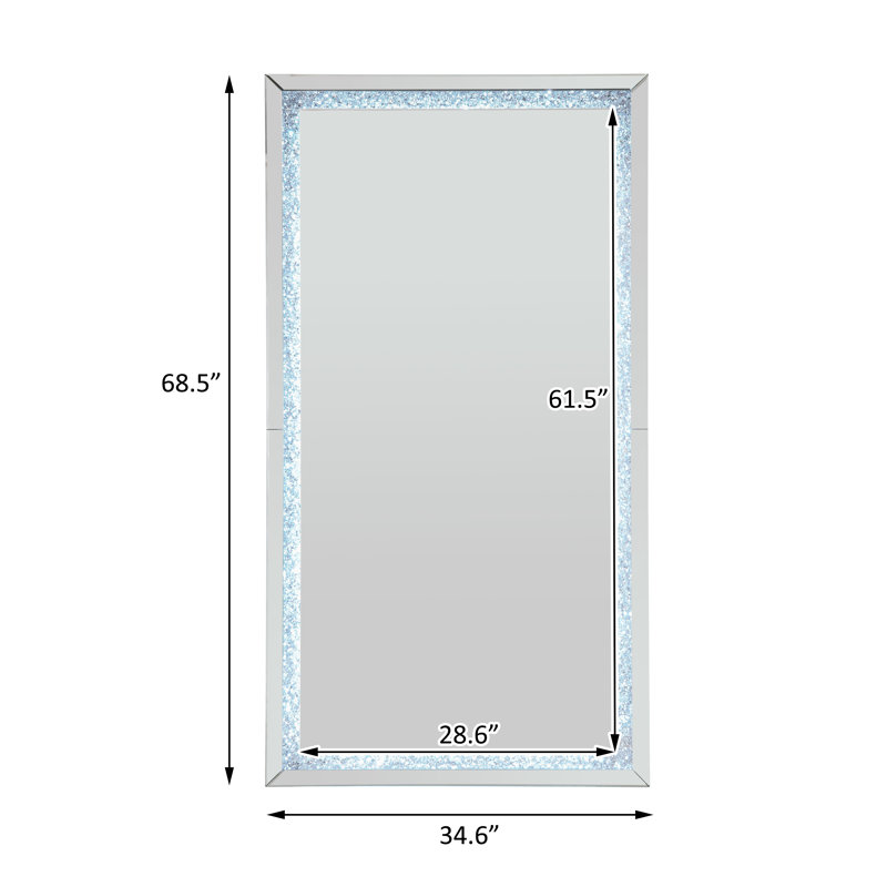 Miroir pleine grandeur DEL en bois manufacturé Almaas