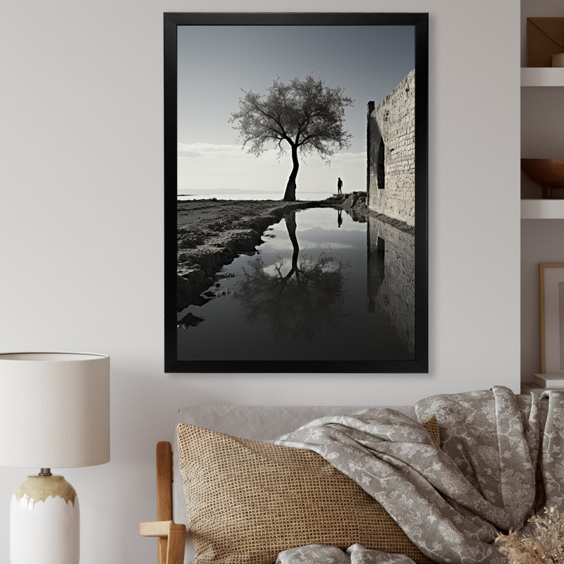 «Tree Near House Mimalisme Scenery - Buildings», reproduction d'art sur toile_106431, H 40 po x l 30 po x P 1,5 po
