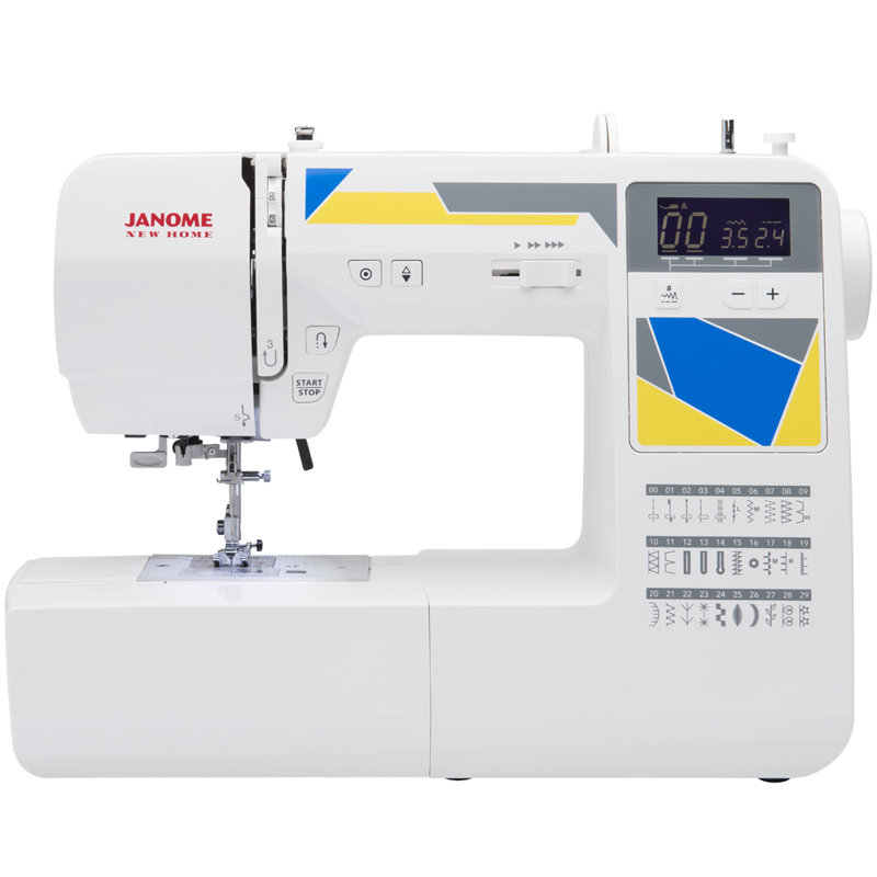 White Computerized Sewing Machine with LCD Screen and 30 Stitches